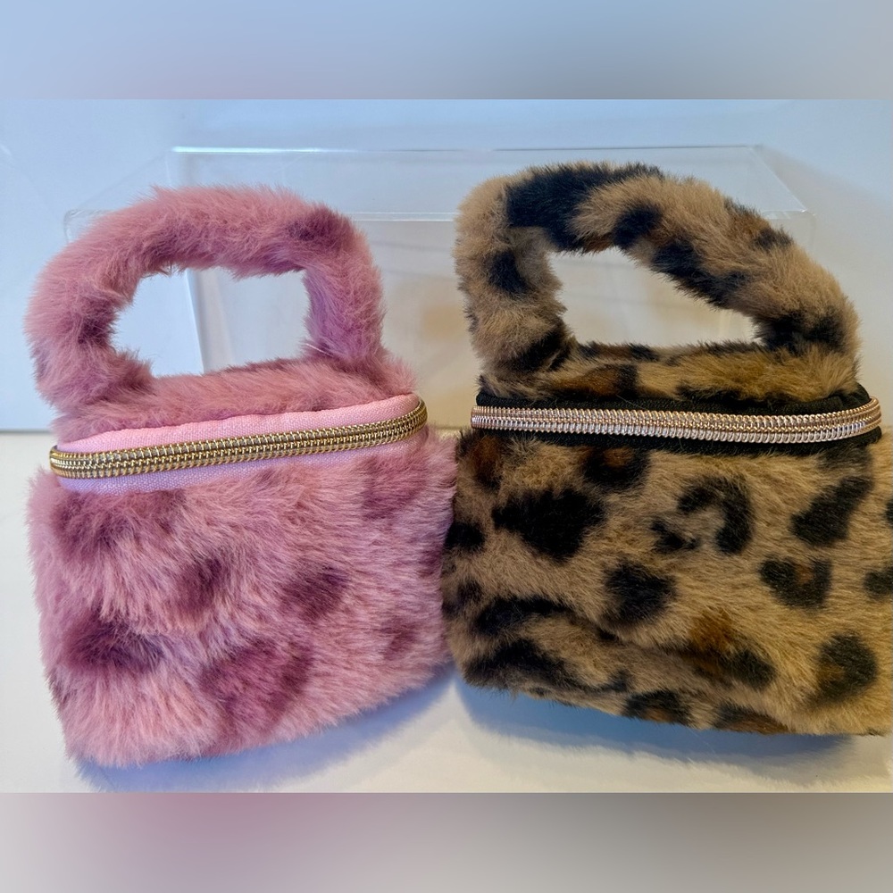 Faux Fur Mini Handbags in Pink and Leopard your color choice Mystery Bundle